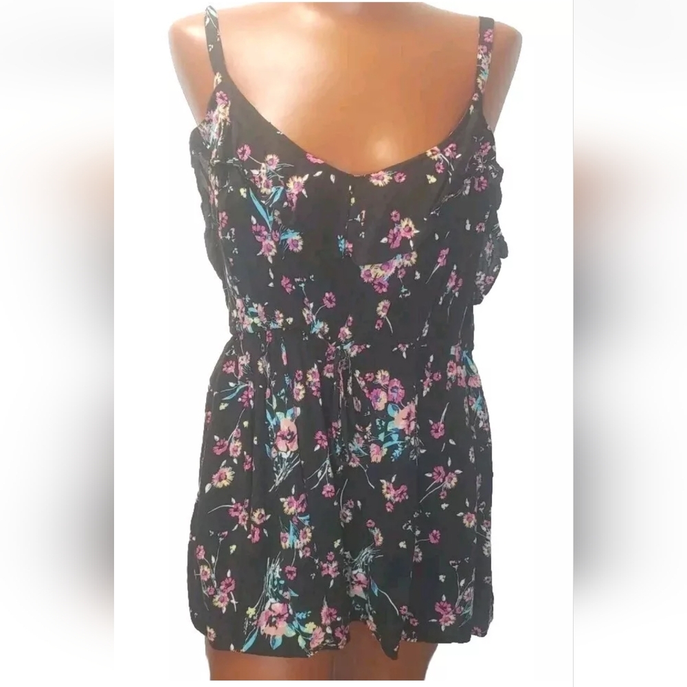 Torrid Babydoll Top Blouse Woman Plus 1X Boho Cottage Black Floral Whimisgoth